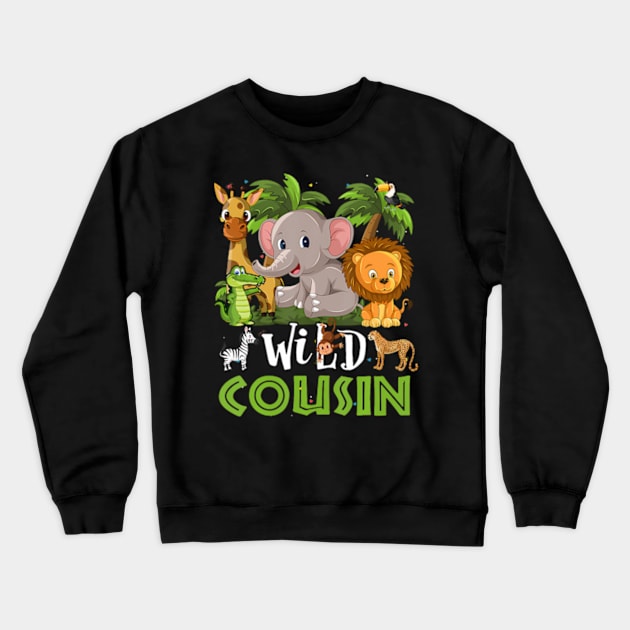 Cousin Of The Wild One Birthday 1st Jungle Family Crewneck Sweatshirt by Eduardo